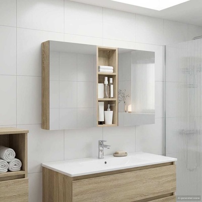 vidaXL Комплект шкафове за баня с рафт 3 pcs 100 x 10, 5 x 60, 5 см (3403698)