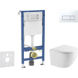 Geberit Duofix - Комплект за монтаж пред стена, тоалетна Oudee и седалка със система „softclose, бутон Delta50, алпийско бяло SANI11CA31103 (SANI11CA31103)