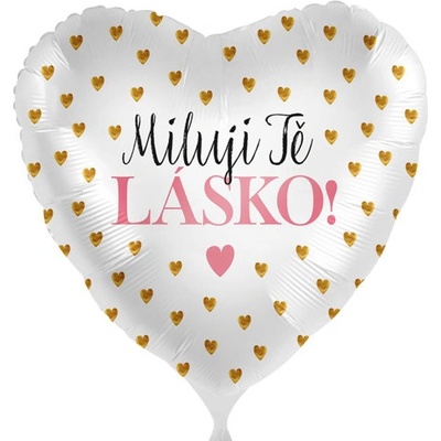 Srdce Miluji Tě Lásko! srdíčka CZ 43 cm fóliový balónek