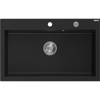 Mexen Elix гранитна мивка с 1 отделение 800 x 500 mm, черна, хромиран сифон - 6527801005-77 (6527801005-77)