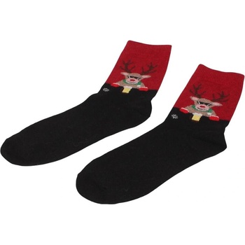 Мъжки вълнени чорапи в червено и черно с елен