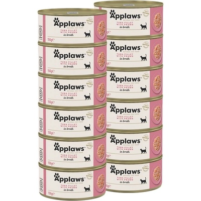 Applaws Консерва за котки с риба тон и скариди в бульон 12 x 156 г