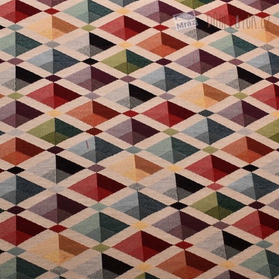 Dekoračná gobelínová látka s geometrickými tvarmi