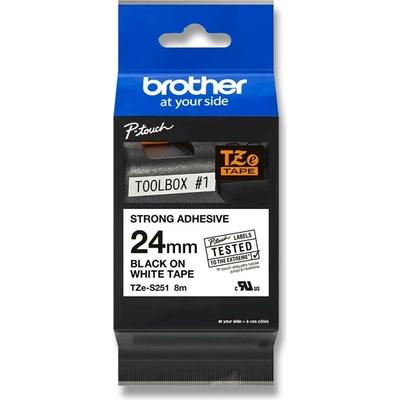 Brother TZE-S251 - náhradní páska - extra silná, 24 mm x 8 m, černo-bílá