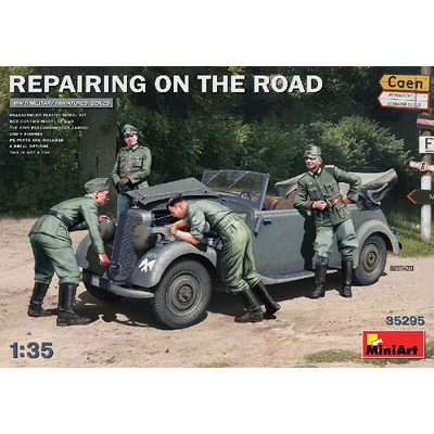 MiniArt Repairing on the Road Typ 170V Personenw. Cabrio & 4 Fig 1:35