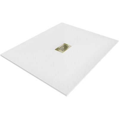 Mexen Hugo правоъгълна душ кабина SMC 130 x 100 см, бяла, златен капак - 42101013-G (42101013-G)