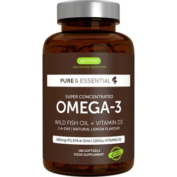 Igennus Super Concentrated Omega-3 Wild Fish Oil & Vitamin D - 180 гел-капсули