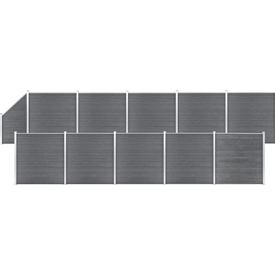 Greatstore Plotová sada WPC 10 čtvercových + 1 šikmý díl 1830x186 cm šedá