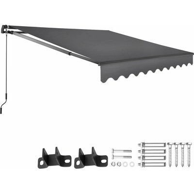 tectake 406130 výsuvná markýza ornella s držákem na zeď - 250 x 200 cm,tmavě šedá
