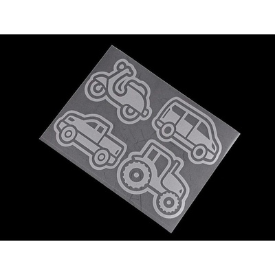 Reflexní nažehlovačky hvězda, květ, srdce, smajlík, auto, pes, ježek, tučňák, ruka 9x12 cm - (12) šedá perlová tlapka