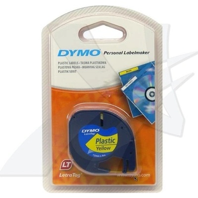 Dymo originál páska do tlačiarne štítkov, Dymo, 59423, S0721570, čierny tlač/žltý podklad, 4m, 12mm, LetraTag páska