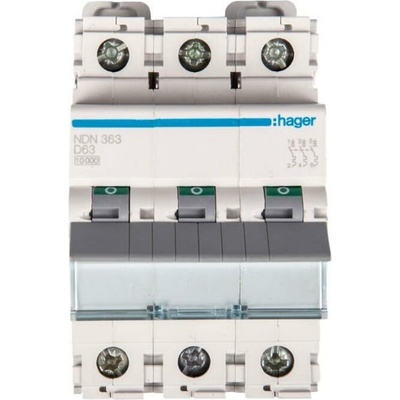 Hager NDN363 3 pól. 63A, char.D, 10 kA