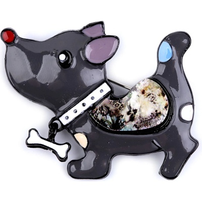 Stoklasa Kovová brož pes, kočka 9 šedá tmavá pejsek