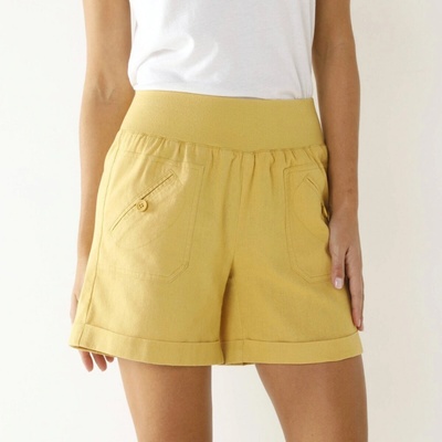 Rovné šortky s pružným pasem okrová