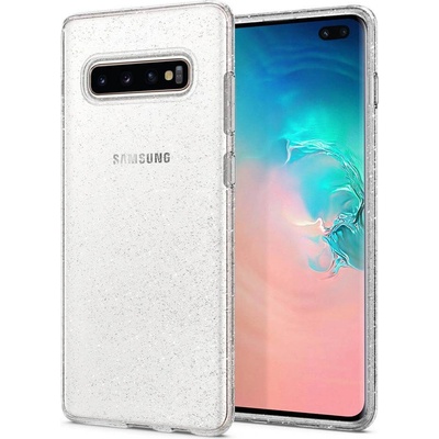 Spigen Liquid Crystal Glitter Case - тънък качествен силиконов (TPU) калъф за Samsung Galaxy S10 Plus (прозрачен)