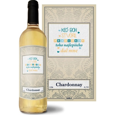 Sablio Keď Boh stvoril pradedkov Chardonnay biele suché víno 12 % 0,75 l (čistá fľaša)