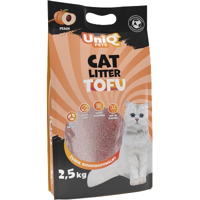Uniq Pets Cat Tofu Cat Litter биоразградима котешка тоалетна 2, 5kg / 6L праскова