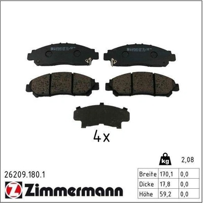 Sada brzdových destiček, kotoučová brzda ZIMMERMANN 26209.180.1