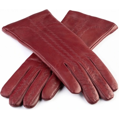 Carlsbad Hat dámské vínové kožené rukavice s jemnou výšivkou rukavice