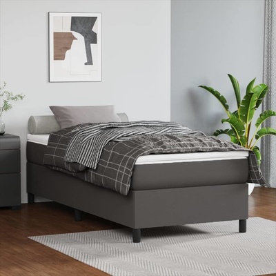 vidaXL 3144578 Boxspring postel s matrací umělá kůže / barva Šedá