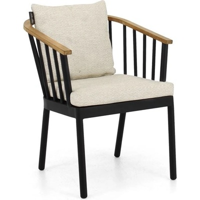 Apple Bee Jídelní křeslo Condor, 60x64x78 cm, rám hliník Oyster, područky teak, sedáky venkovní látka Olefin Cotton Flower