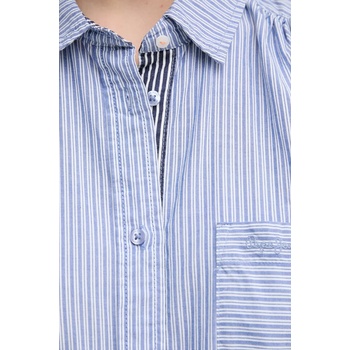 Pepe Jeans Памучна риза Pepe Jeans DIXIT дамска в синьо със свободна кройка с класическа яка PL305043 (PL305043)