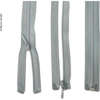 Zips 100 cm, deliteľný – s odopínateľnými háčikmi, svetlosivý, plastový