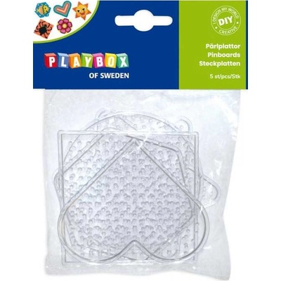 vytvarnehracky.cz Destičky pro zažehlovací korálky 5ks - srdce, kolečko, hvězda, čtverec, šestiúhelník