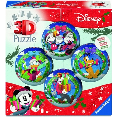 Ravensburger 3D Puzzle vánoční ozdoby s motivy Disney 4 x 54 ks