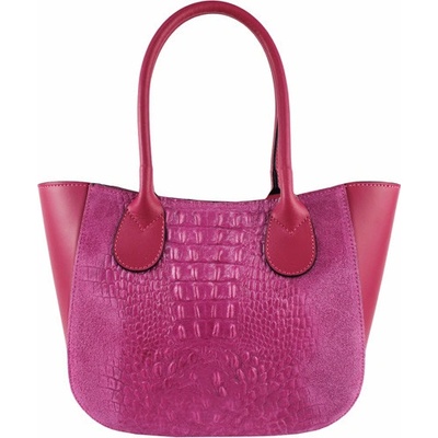 Made In Italy kožená kabelka kroko štýl 85 fuxia