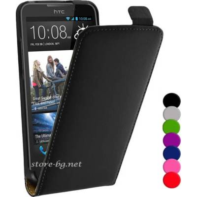 HTC Desire 516 Флип2 Кожен Калъф + Протектор