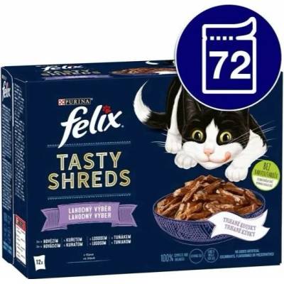 Felix Tasty Shreds hovädzie kuracie losos tuniak 72 x 80 g