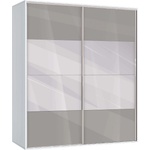 Bogdan Furniture G Двукрилен гардероб с плъзгащи врати Мебели Богдан Модел bm-ava 51, сив гланц с бяло, с огледало