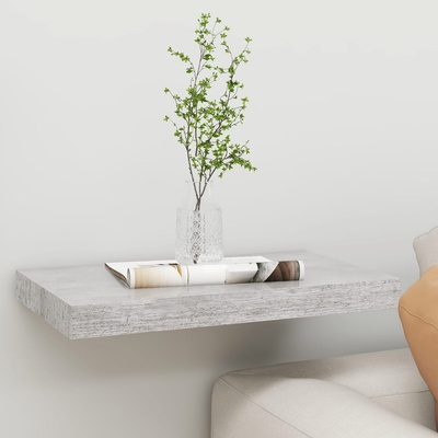 vidaXL Окачен стенен рафт, бетонно сив, 50x23, 5x3, 8 см, МДФ (326594)