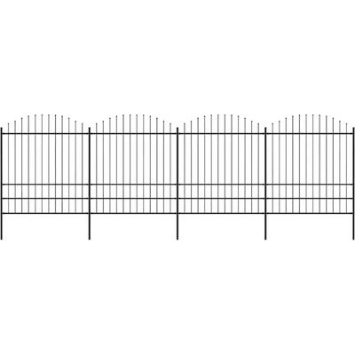 vidaXL Zahradní plot s kopím nahoře ocelový 671 x 200 cm černý