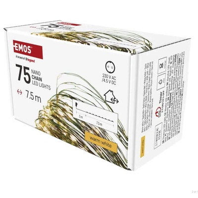 EMOS D3AW04 - Коледна NANO светлина, 7.5m, 70 LED крушки с нано проводник, IP44, 230V, топло бяла светлина (D3AW04)