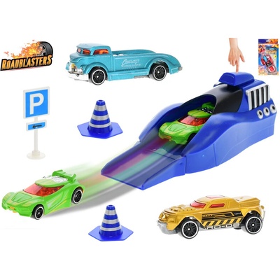 Mikrotrading Roadblasters sada aut 65 cm 3 ks vystřelovací + dopravní značky