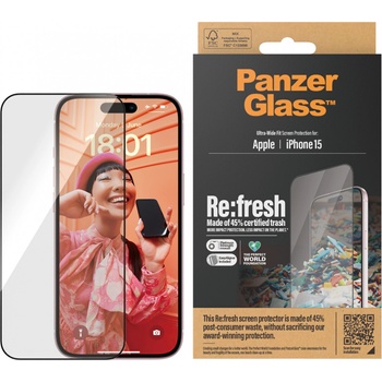 Panzer Стъклен протектор PanzerGlass за Apple iPhone 15 Recycled Glass UWF wA