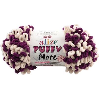 Alize příze Puffy More 6537 purpurově fialová a krémová