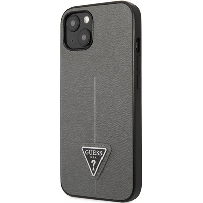 Púzdro Guess Saffiano Triangle iPhone 13 mini Strieborné