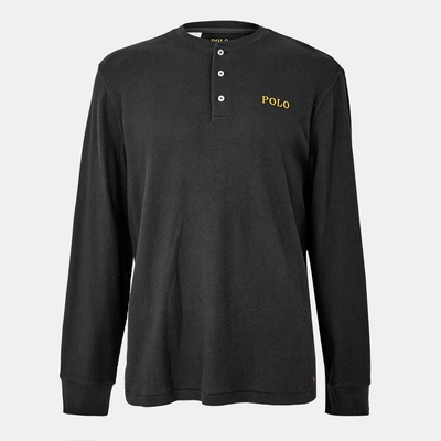 Ralph Lauren Тениска Polo Ralph Lauren Men's Waffle Henley Long Sleeve T-Shirt - Polo Black