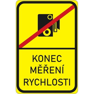 Zvýrazněná dopravní značka IP31b Konec měření rychlosti