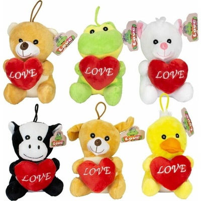 Teddies Zvířátko plyšové se srdcem 8x14cm 6 druhů 0m+