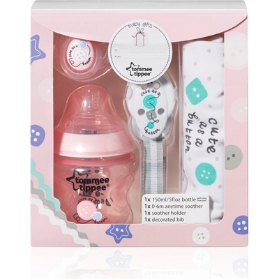 Tommee tippee darčeková sada s fľaškou ružová 150ml