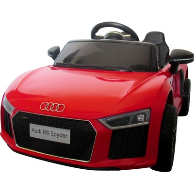 R-Sport Elektrické autíčko Audi R8 Spyder Eva kolesá 12V 24 GHz MP3 /SD / USB vstup kožené sedlo odpružené Originál licencia červená