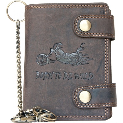 FLW z přírodní kůže Born to be Wild s motocyklem a kovovým řetízkem