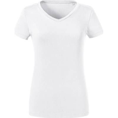 Russell Women's Pure Organic V Neck T Shirt biela