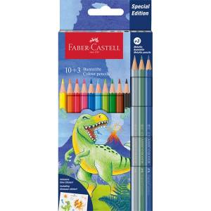 Faber-Castell Динозавър Комплект от 10+3 шестоъгълни цветни молива FC111213 (FC111213)