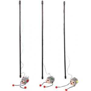 Flamingo Toy Mishka Dangler Mouse Multiple colours - играчка за котки, въдичка с платнена мишка и звънче - 1 бр, Белгия - 504231