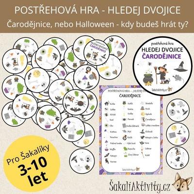 HLEDEJ DVOJICE - postřehová hra - ČARODĚJNICE Provedení: Tištěný soubor